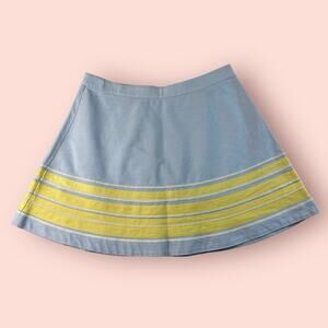 Vineyard Vines Border Stripe Oxford Swing Skirt Size 6 Blue Yellow A-Line Preppy
